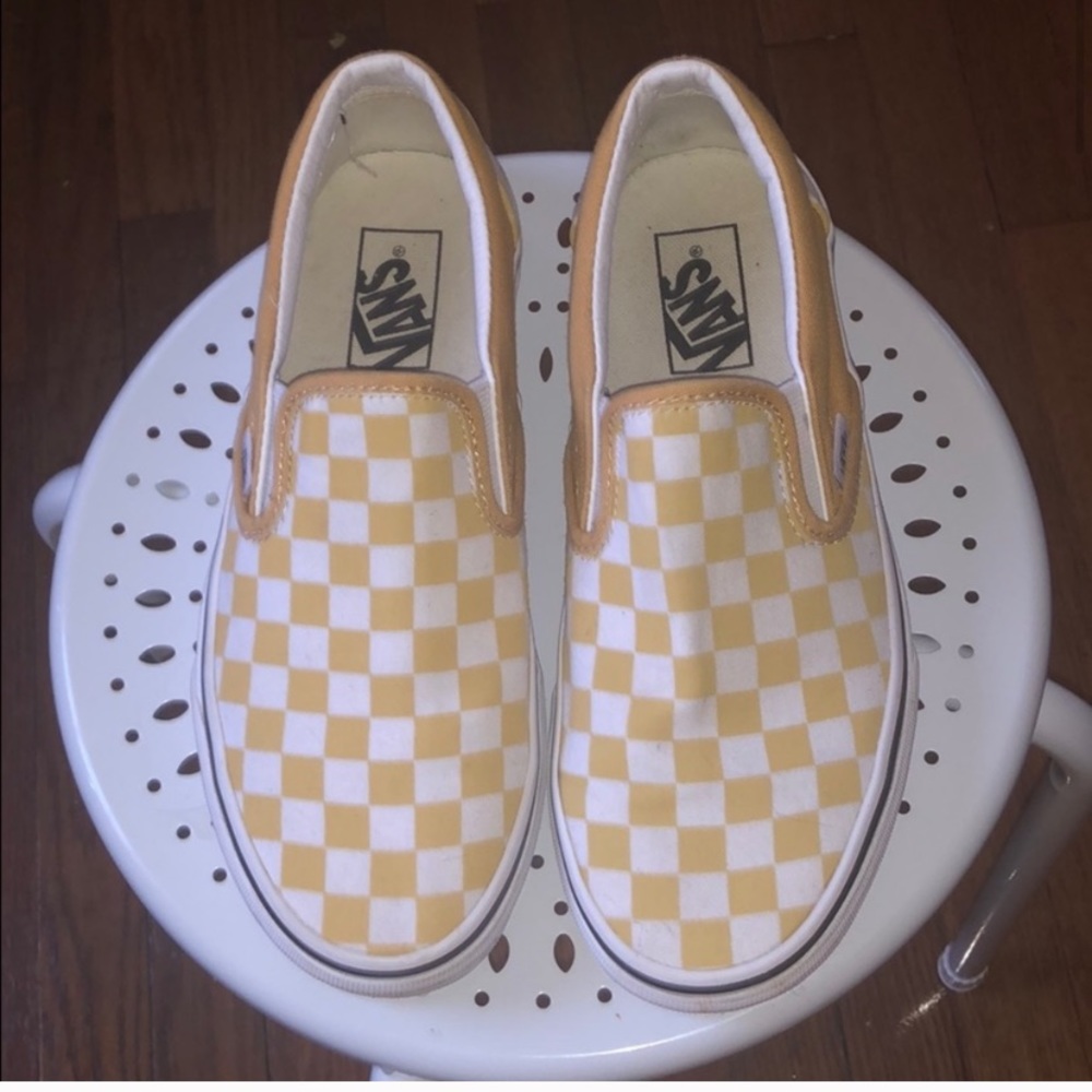 Yellow Slip On Checkered Vans